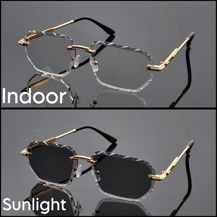Transition Black - Rimless Sunglasses - S-1205 – Peachmart
