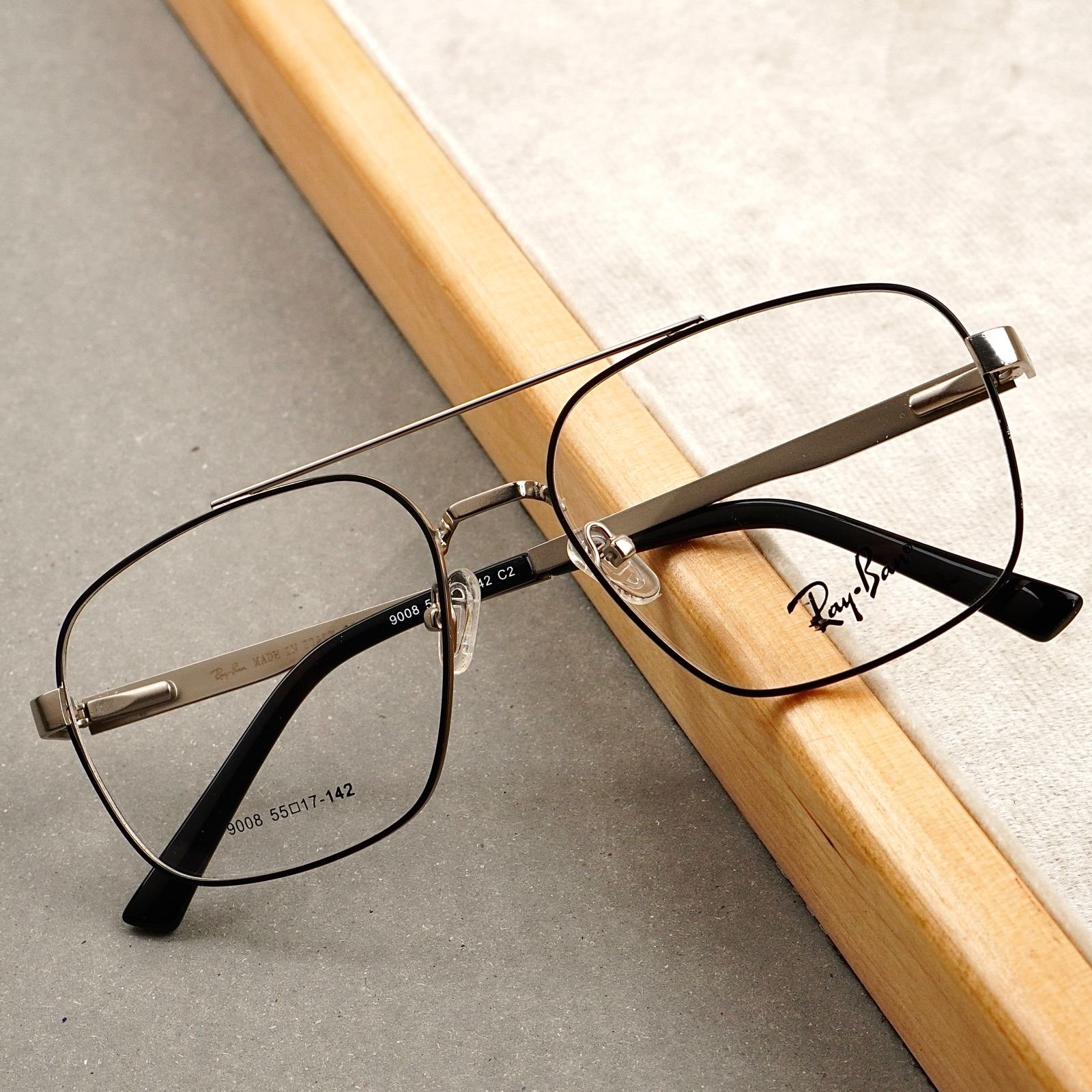 L-222 (1) Rayban - Premium Eyewear Frame - L-222 - Silver Black - Image 1