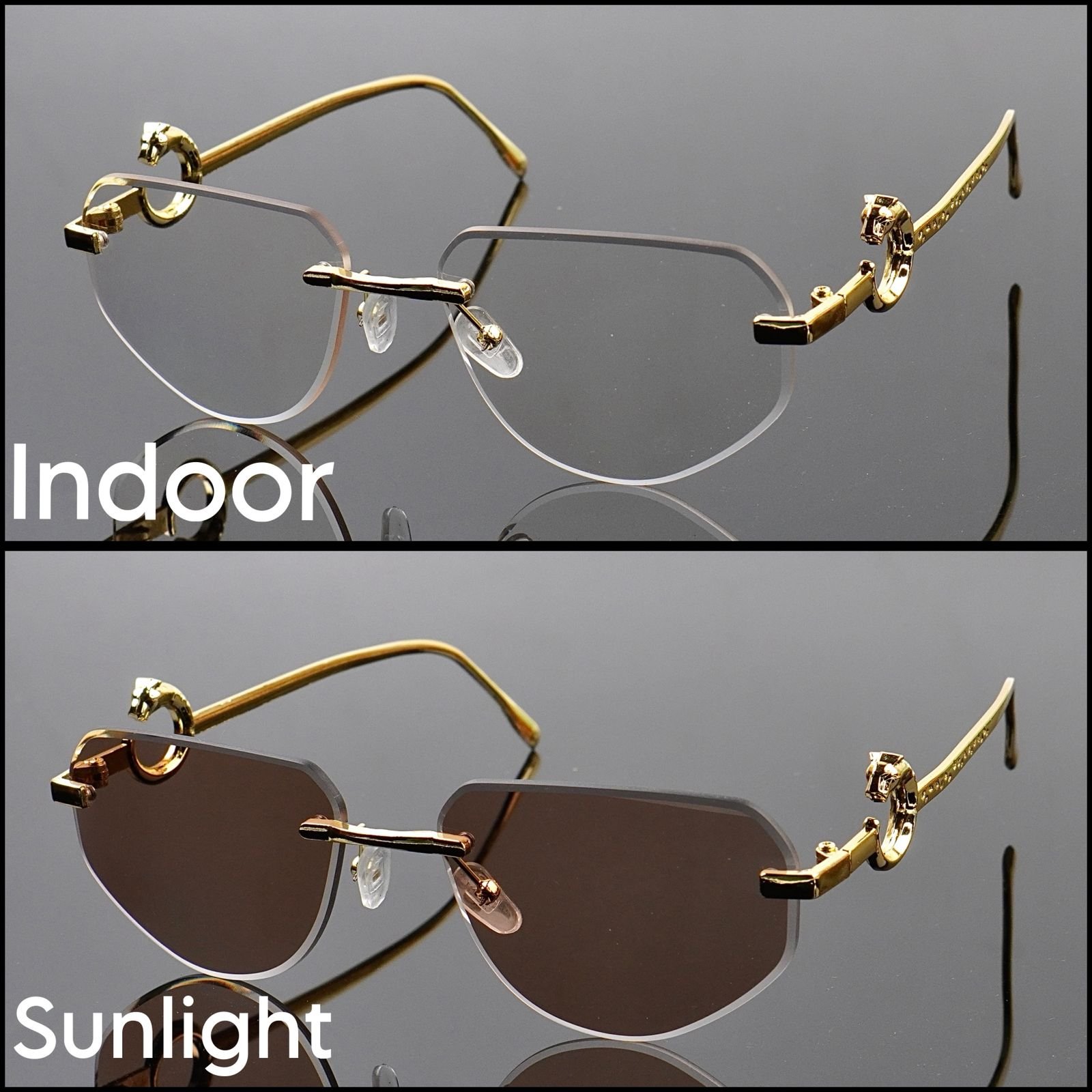 S-1144 Transition Brown - Rimless Sunglasses - S-1144 - Image 1