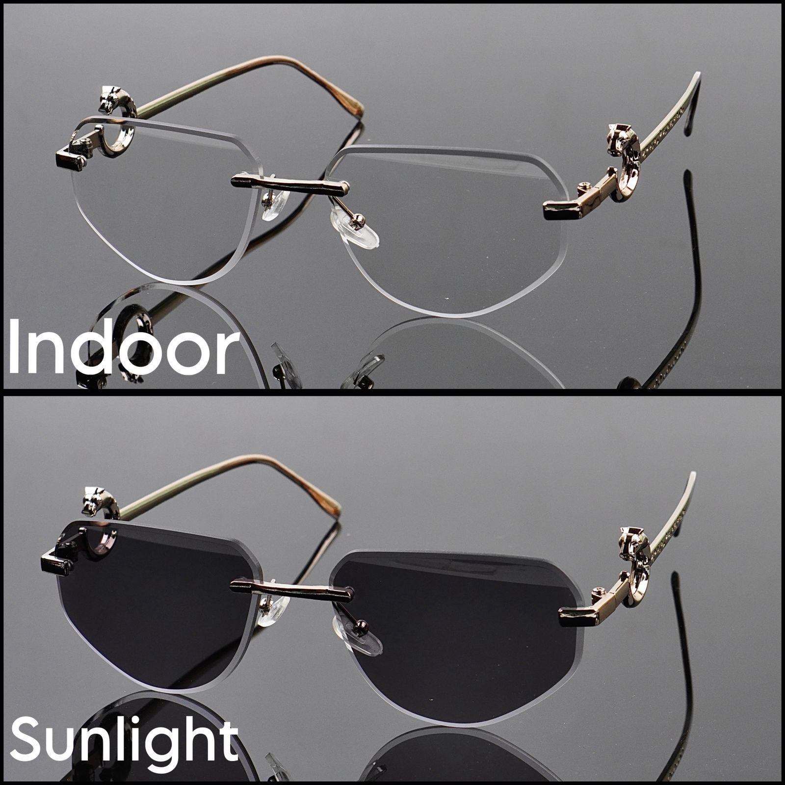 S-1146 Transition Black- Rimless Sunglasses - S-1146 - Image 1