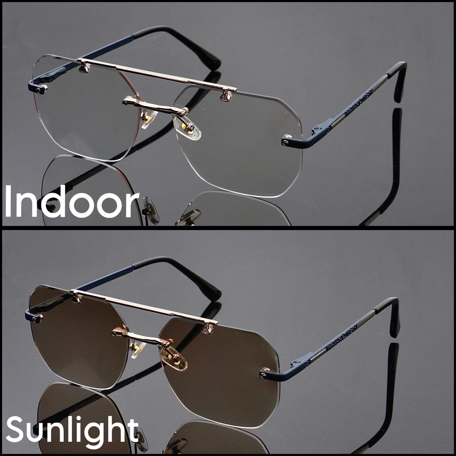 S-1186 Transition Brown - Rimless Sunglasses - S-1186 - Image 1