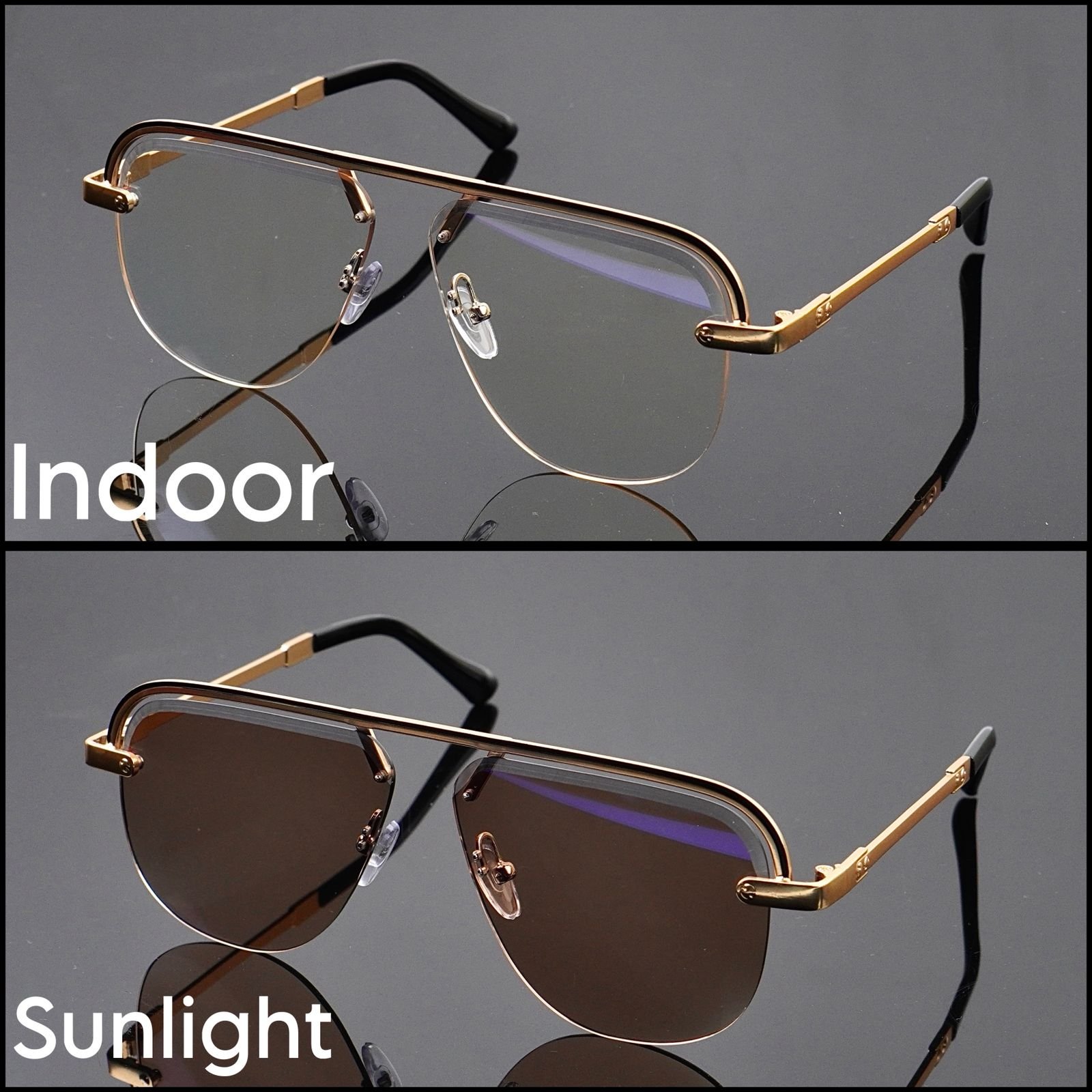 S-1197 Transition Brown - Rimless Sunglasses - S-1197 - Image 1