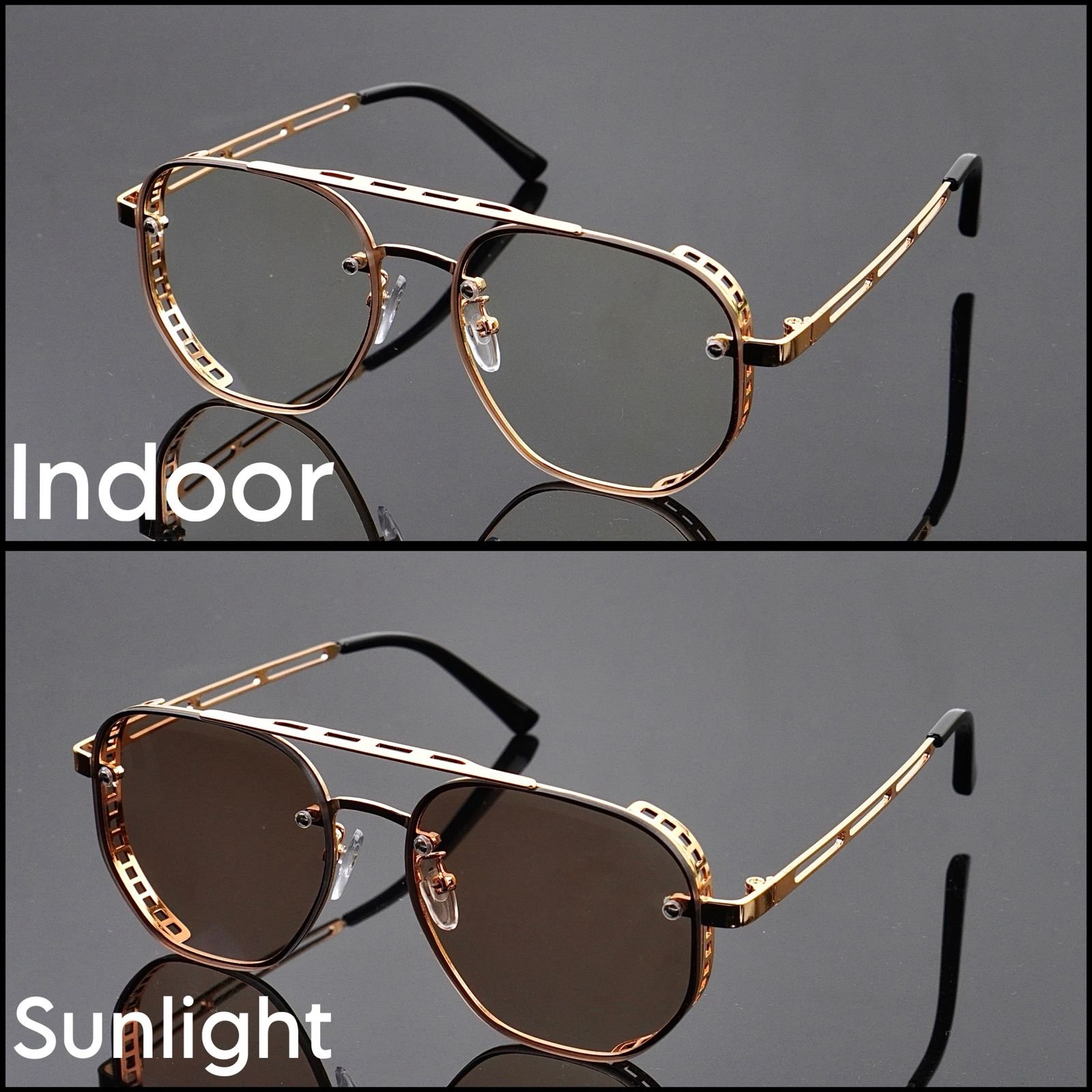 S-1200-1.jpeg Transition Brown - Rimless Sunglasses - S-1200 - Image 1