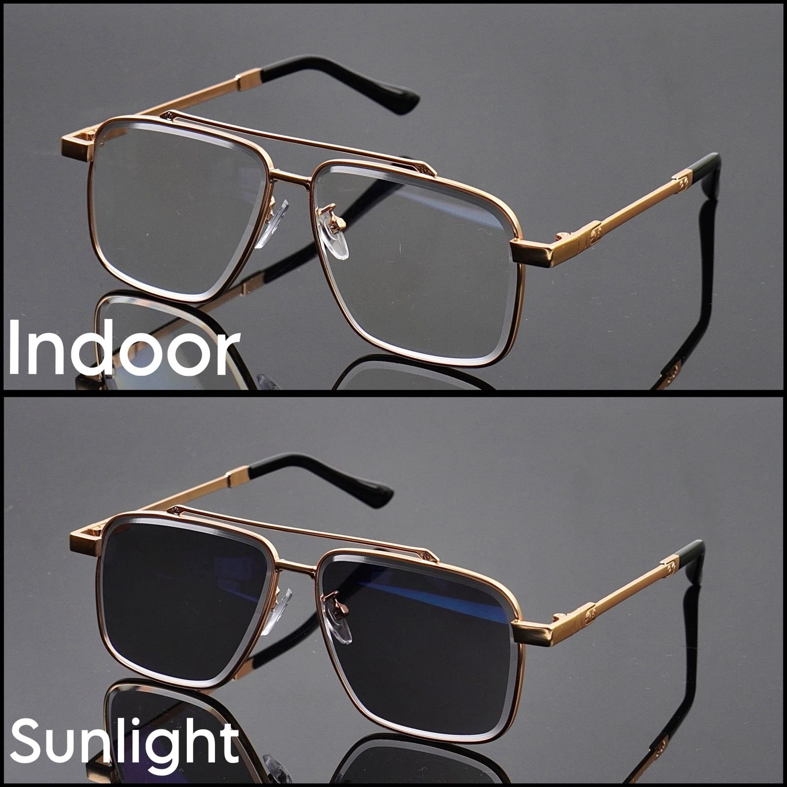 S-1202 Transition Black - Rimless Sunglasses - S-1202 - Image 1