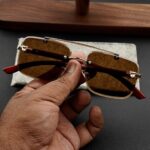 Rimless Frame - Amber Brown - Male Sunglasses - S-656 - Image 7