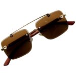 Rimless Frame - Amber Brown - Male Sunglasses - S-656 - Image 9