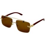 Rimless Frame - Amber Brown - Male Sunglasses - S-656 - Image 4