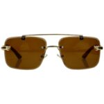 Rimless Frame - Amber Brown - Male Sunglasses - S-656 - Image 8