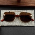 Rimless Frame - Amber Brown - Male Sunglasses - S-656 - Image 6