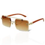 Woodline - Amber Brown - Rimless Sunglasses - S-851 - Image 4