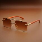 Woodline - Amber Brown - Rimless Sunglasses - S-851 - Image 6