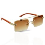 Woodline - Amber Brown - Rimless Sunglasses - S-851 - Image 5