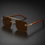 Woodline - Midnight Brown - Rimless Sunglasses - S-853