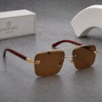 Rimless Frame - Amber Brown - Male Sunglasses - S-656